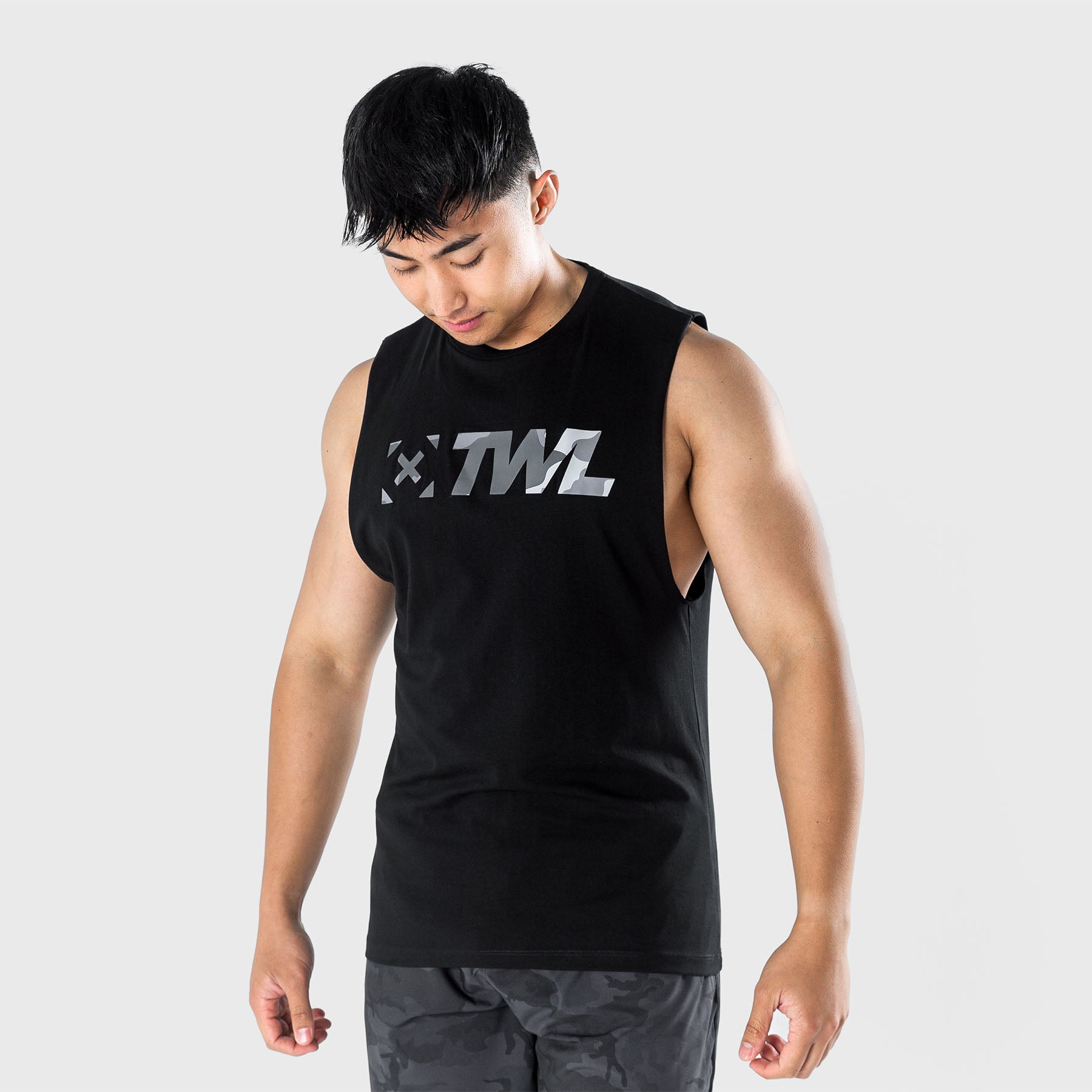 TWL - MENS OVERSIZED MUSCLE TANK - CHARCOAL MARL –