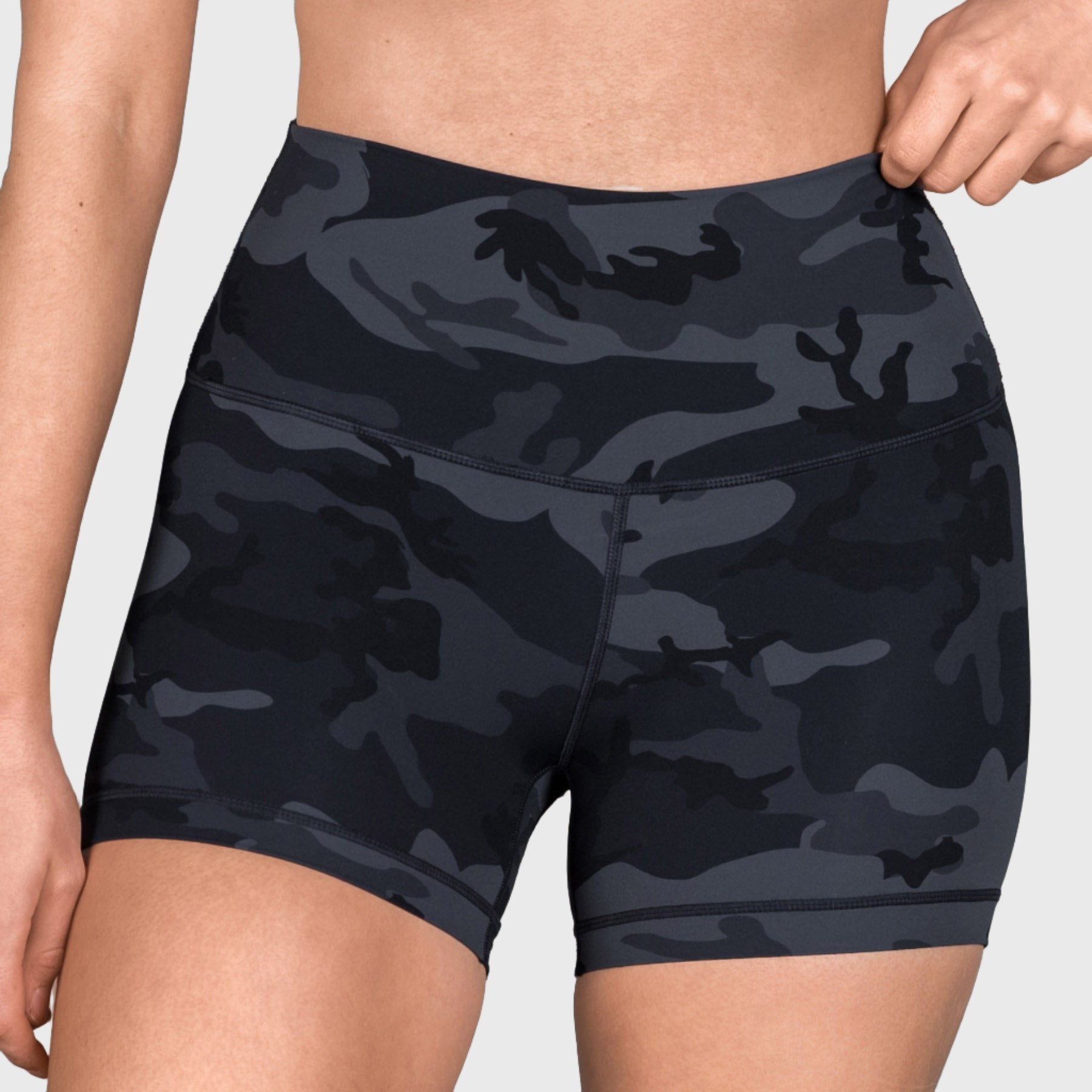 Black camo biker online shorts