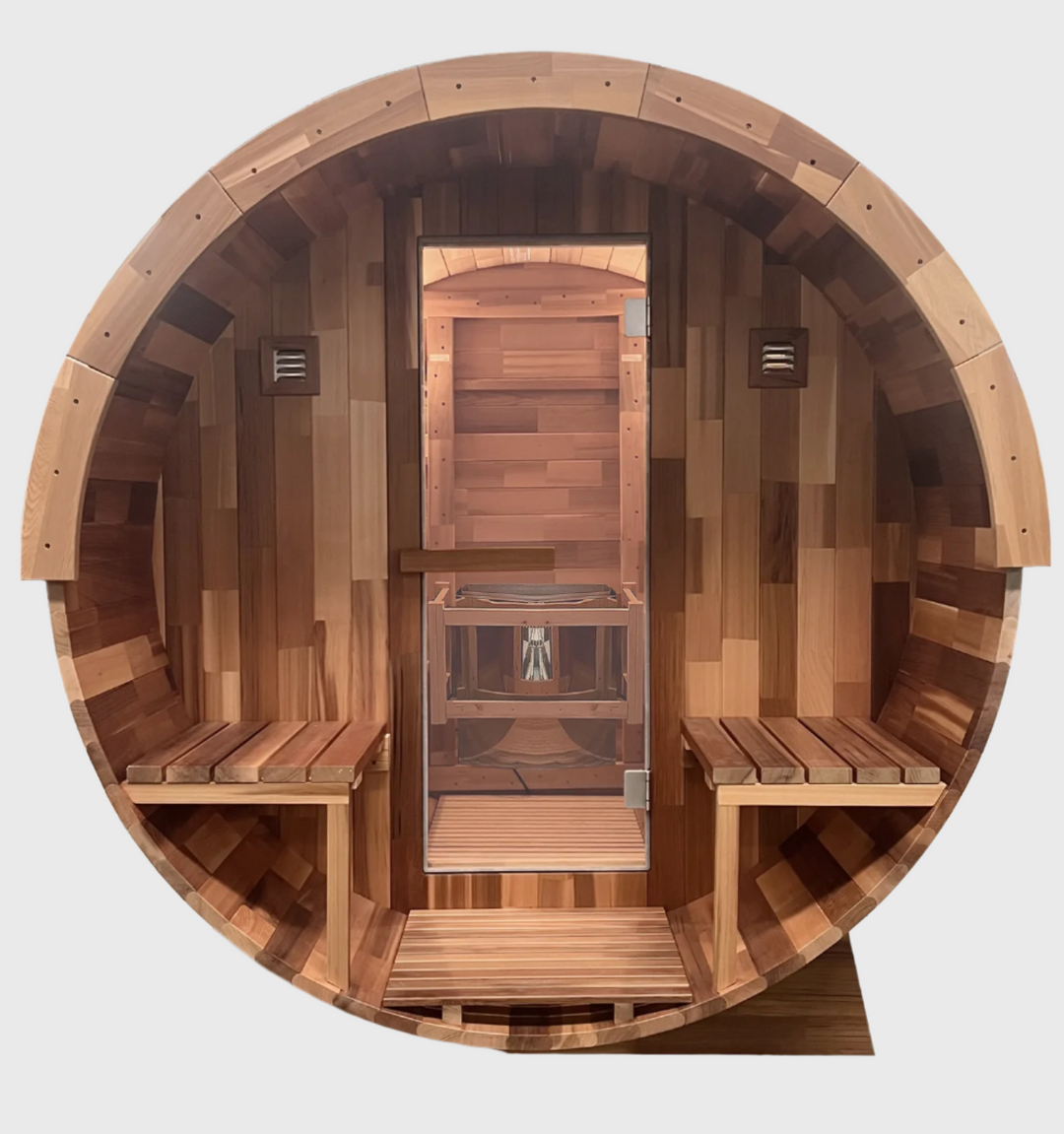 Rejuvenex - Outdoor Cedar Barrel Sauna with Porch