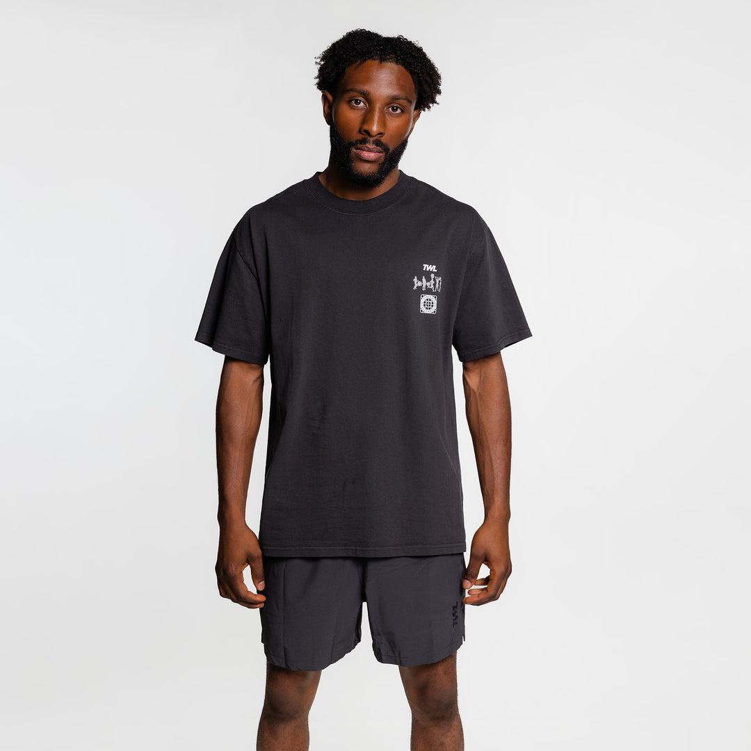 TWL - LIFESTYLE OVERSIZED T-SHIRT - Y2K - RUN FAST, LIFT HEAVY - FADED BLACK