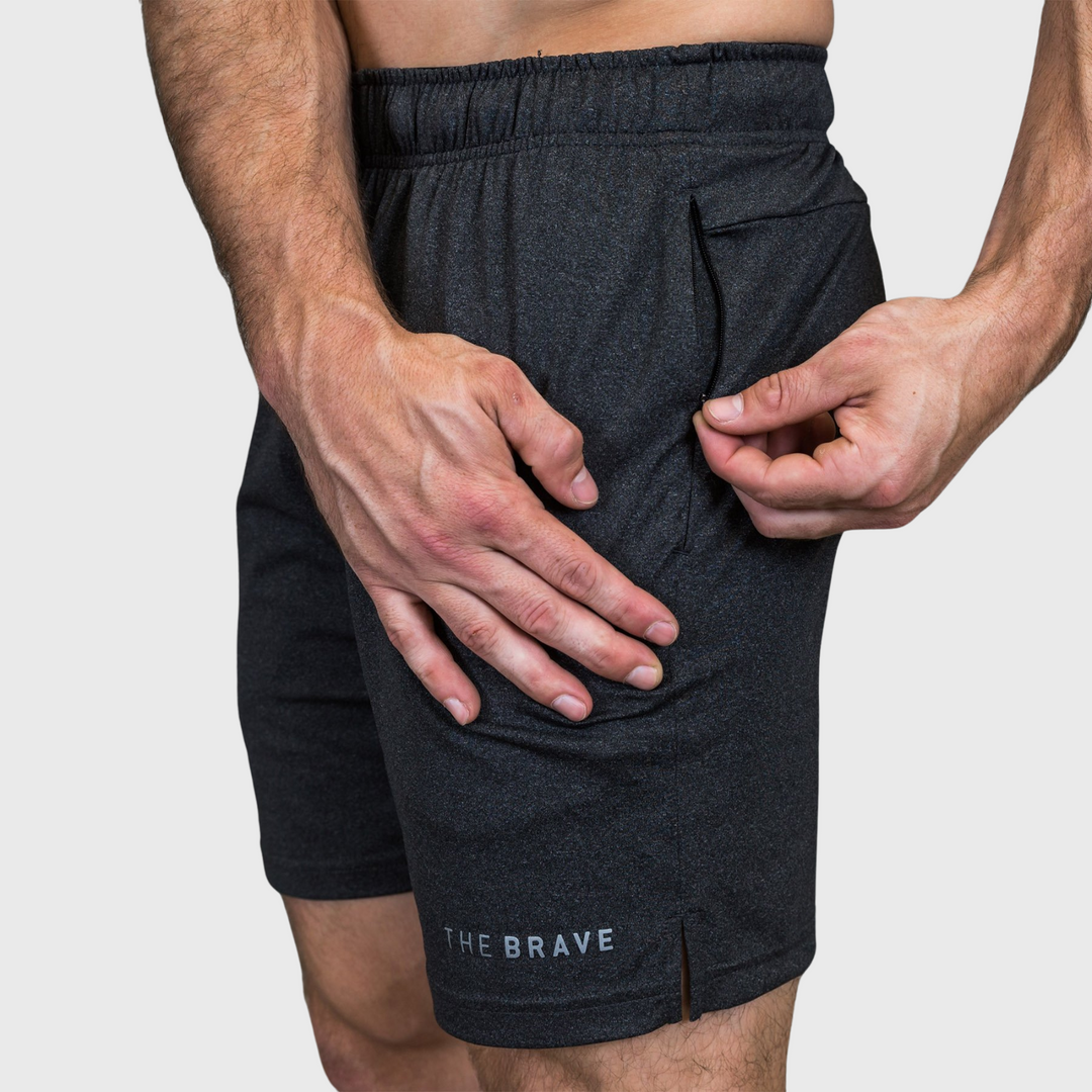 THE BRAVE - MEN'S AMPLIFY SHORTS - BLACK HEATHER