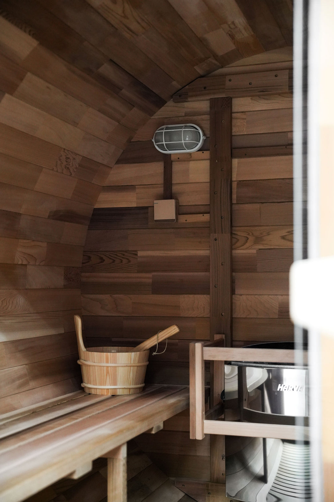 Rejuvenex - Outdoor Cedar Barrel Sauna with Porch