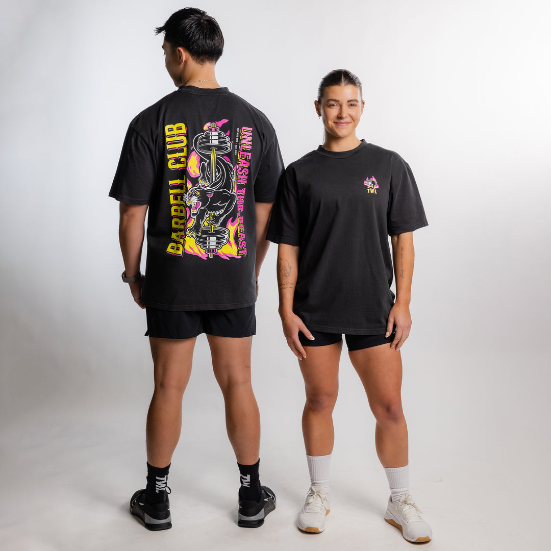 TWL - LIFESTYLE OVERSIZED T-SHIRT - BARBELL CLUB - PANTHER/WASHED BLACK