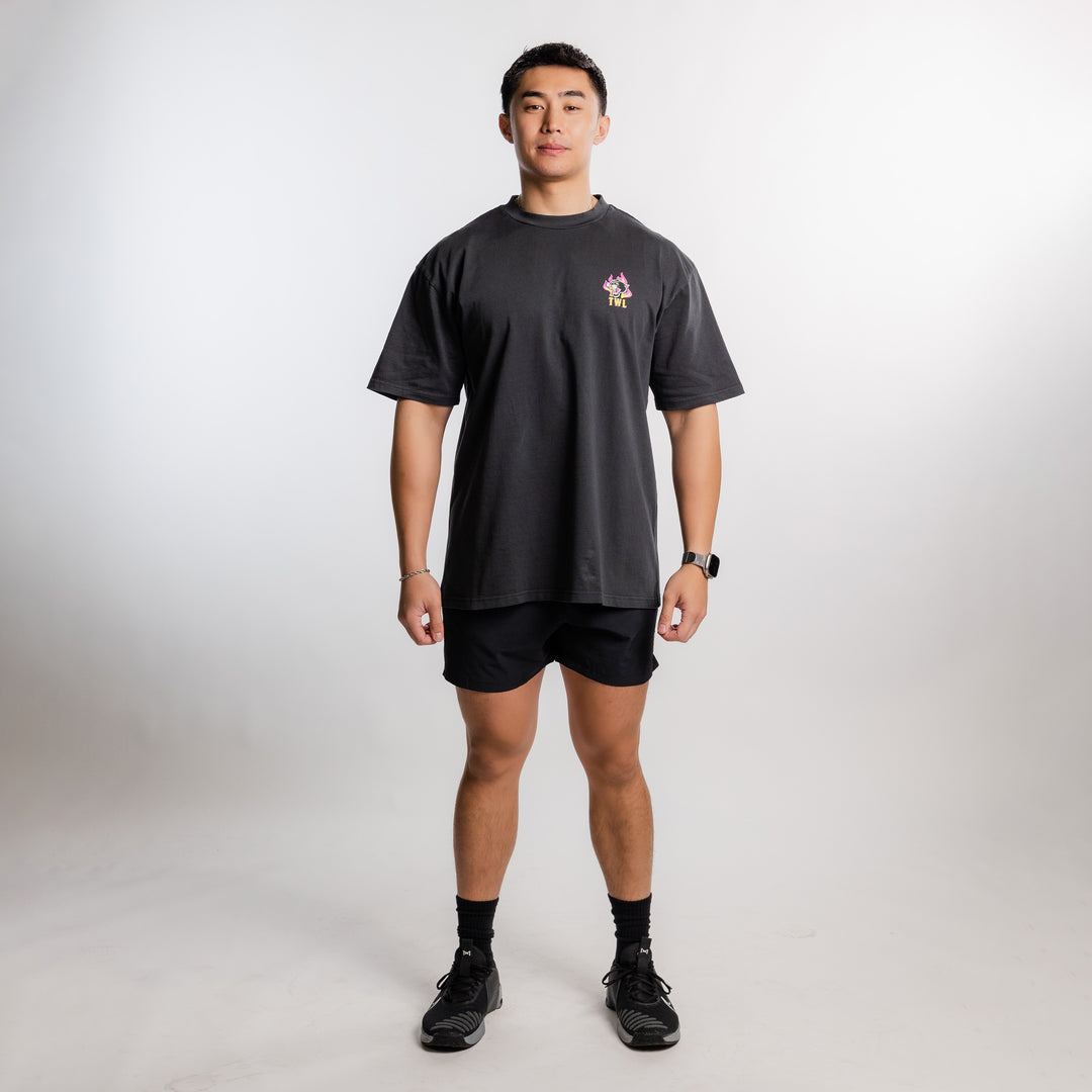 TWL - LIFESTYLE OVERSIZED T-SHIRT - BARBELL CLUB - PANTHER/WASHED BLACK