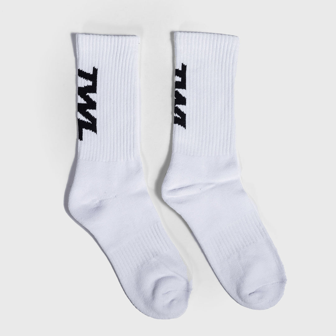 Alo Yoga Logo-patch Crew-length Cotton-blend Socks in Grey