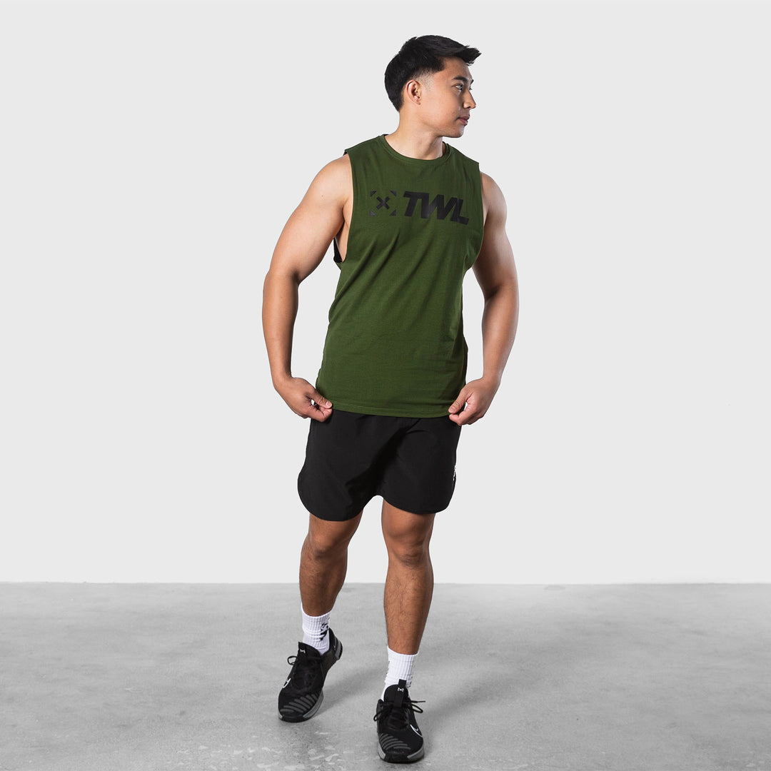 TWL - MEN'S EVERYDAY MUSCLE TANK - DARK KHAKI/BLACK