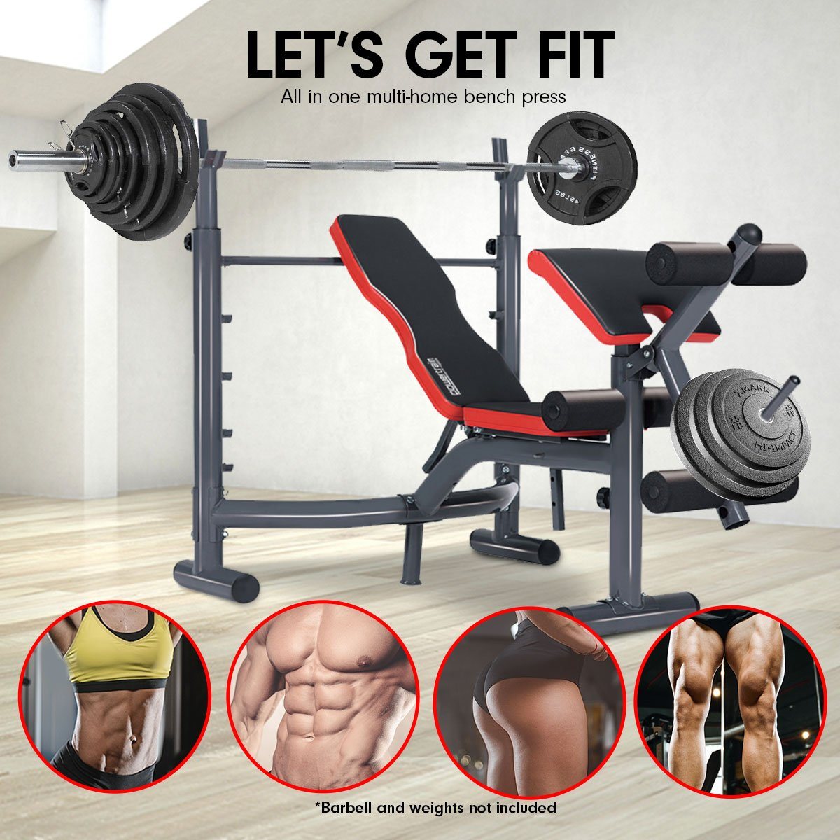 Home Gym Bench Press Incline Decline Preachers Curl Exercise The